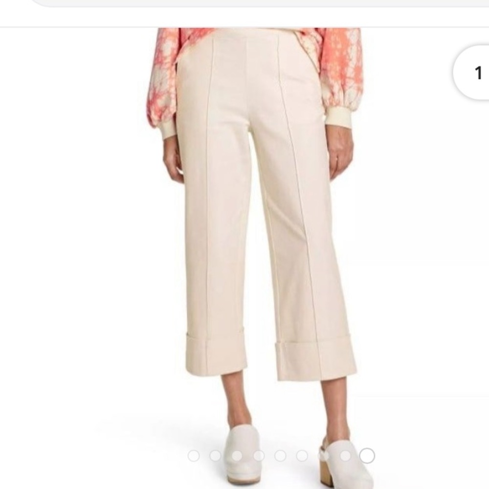 Rachel Comey for Target Cream High-Rise Cuff Straight-Leg Cropped Pants Size 2